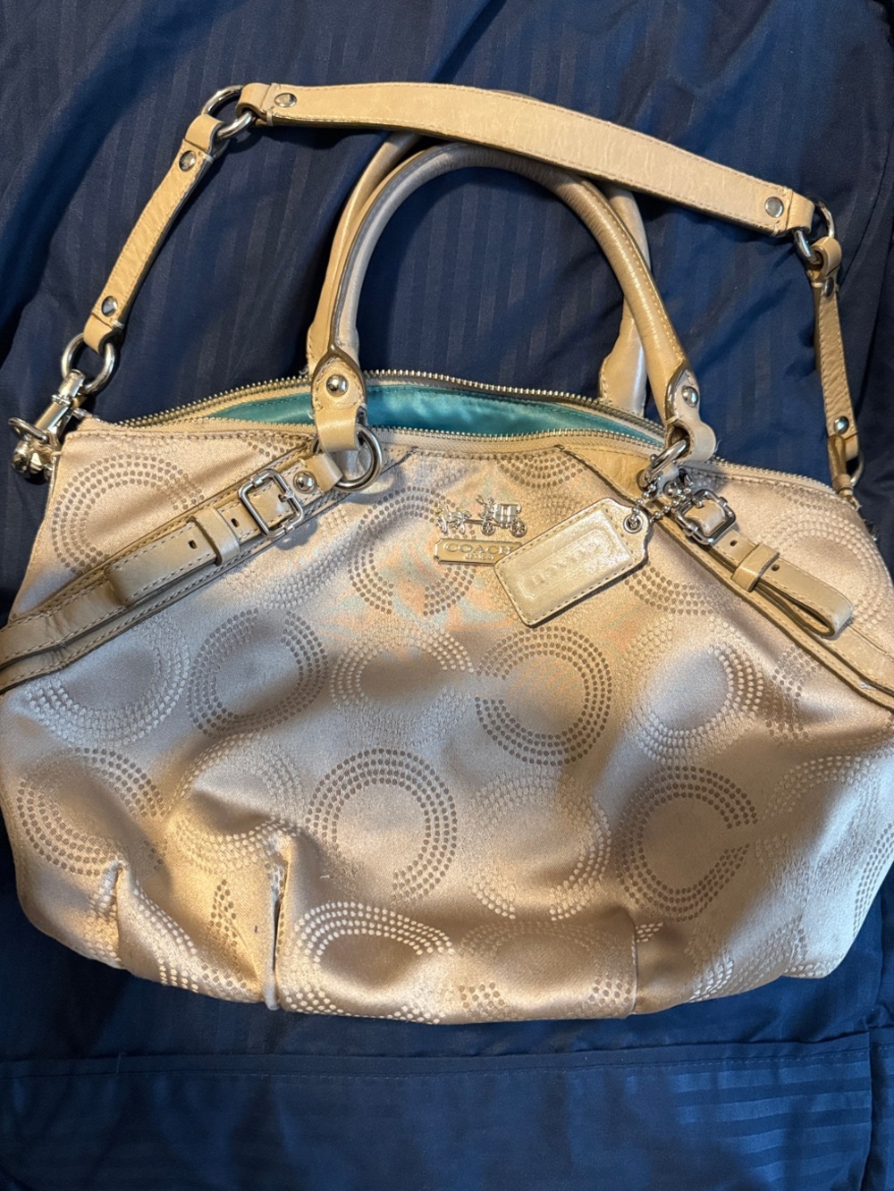 Coach Metallic Champagne Satchel with Top Handles